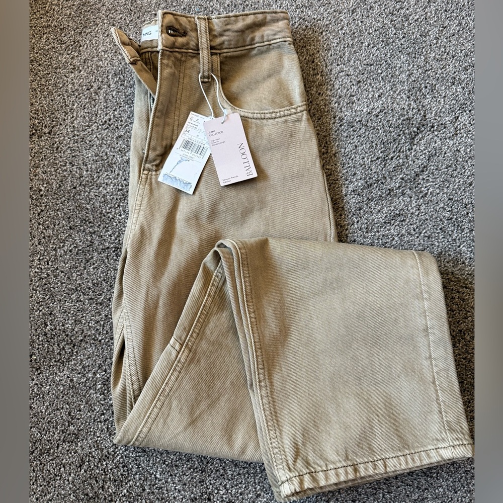 NWT MANGO high waist balloon style denim pants